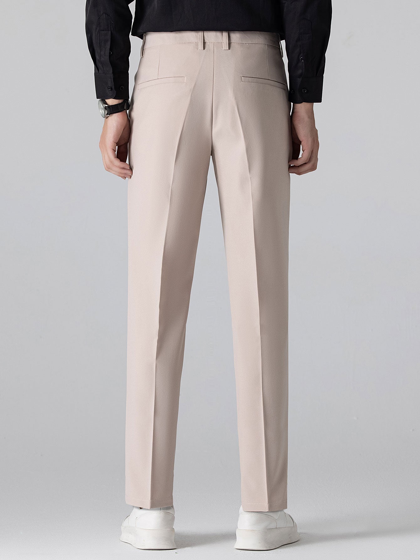 Long Sleeved Knitted Stripe Jacquard Polo Shirt & Slim Fit Tapered Trousers