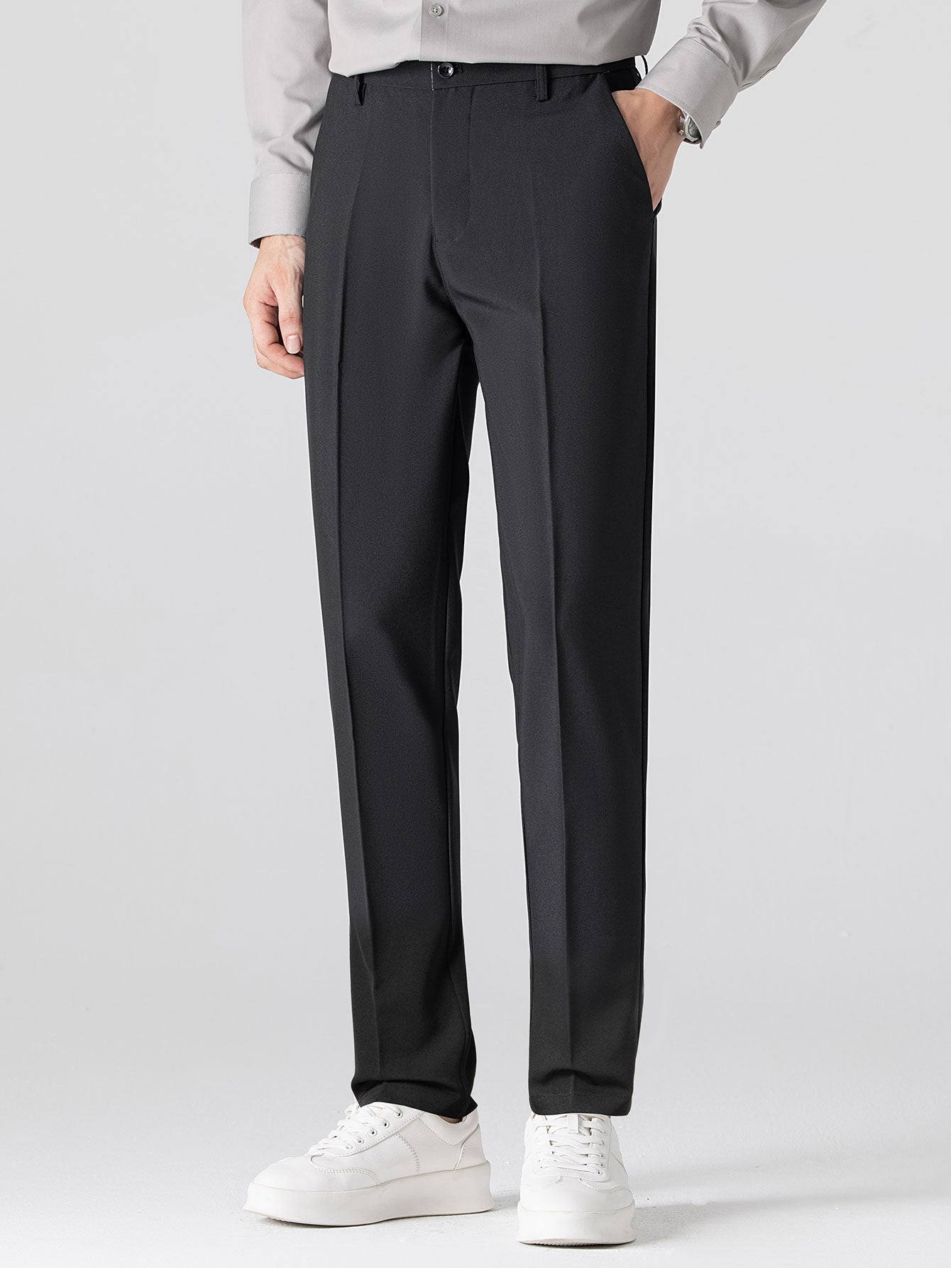 Rhombus Textured Zip Up Knitted Polo Shirt & Slim Fit Tapered Trousers