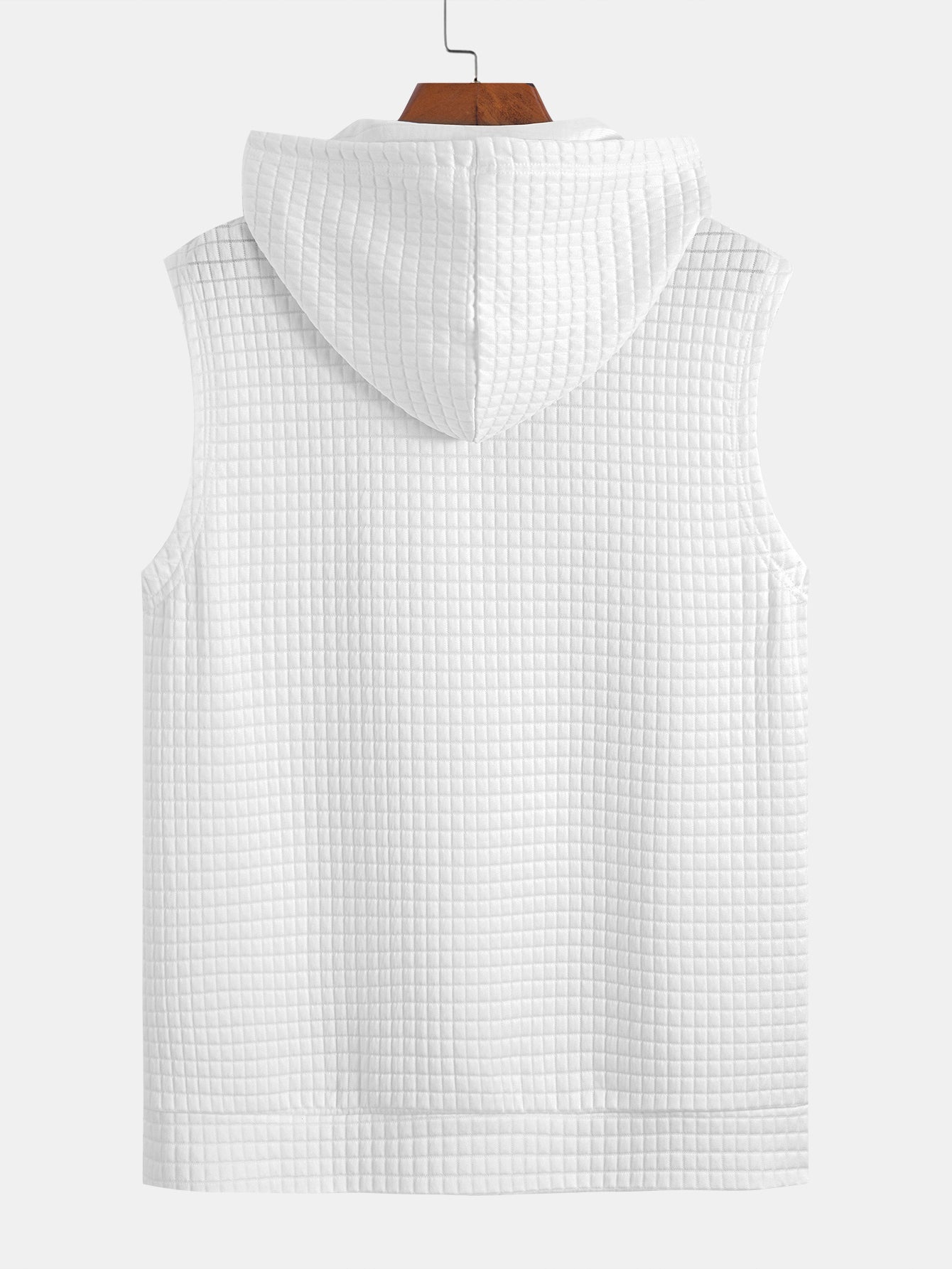 Waffle Sleeveless Hooded T-Shirt With Kangaroo Pocket & Shorts