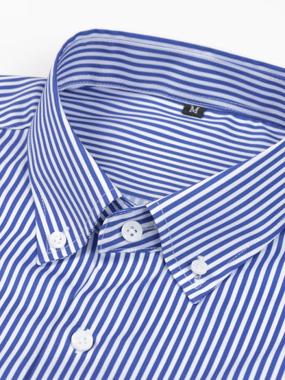 Long Sleeve Stripe Button Up Shirt & Slim Fit Tapered Trousers