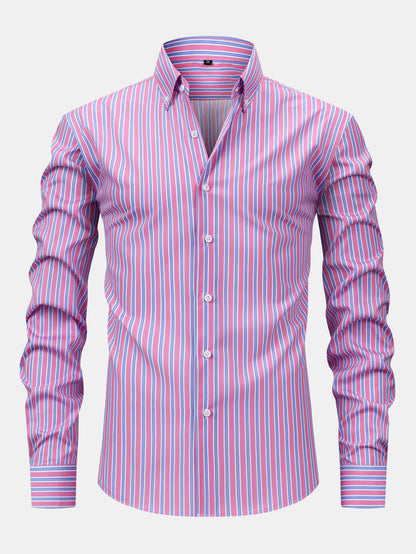 Long Sleeve Stripe Button Up Shirt & Slim Fit Tapered Trousers