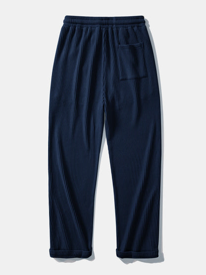 Long Sleeve Waffle Mock Neck T-Shirt & Drawstring Knitted Waffle Pants