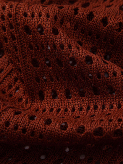 Crochet  V Neck Polo Shirt & Straight Leg Linen Pants