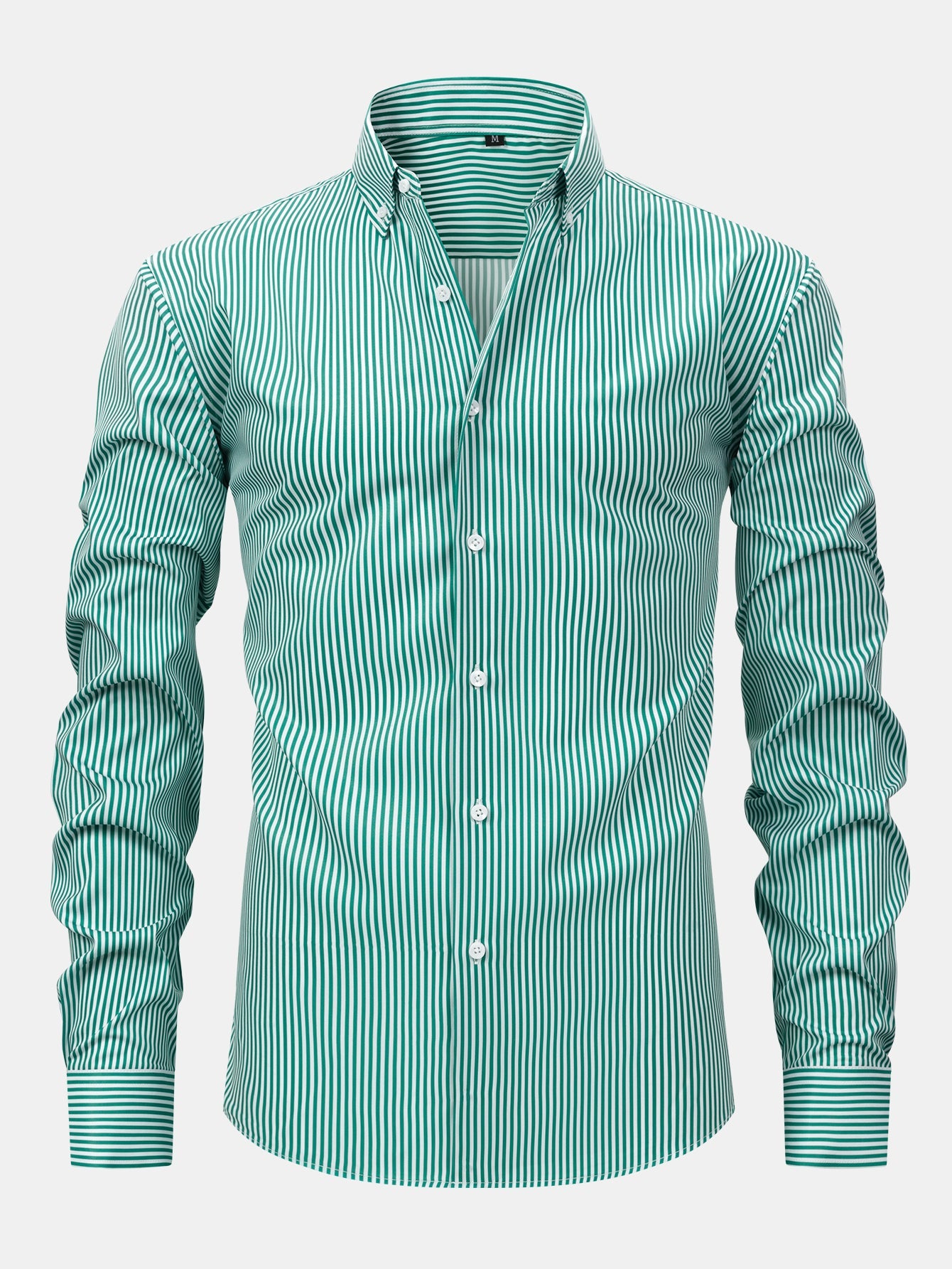 Long Sleeve Stripe Button Up Shirt & Slim Fit Tapered Trousers