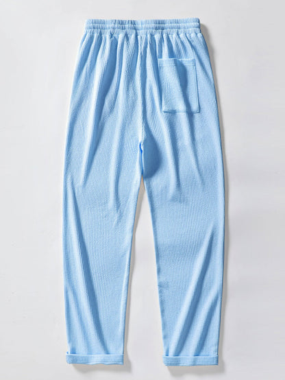 Muscle Fit Ribbed Button Up Shirt & Straight Leg Ribbed Pants