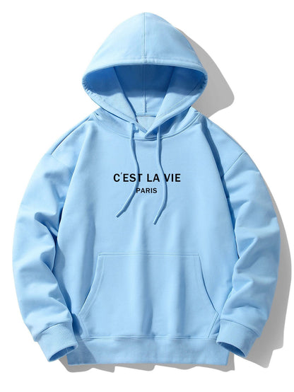 Paris Print Cotton Blend Hoodie & Jogger Pants